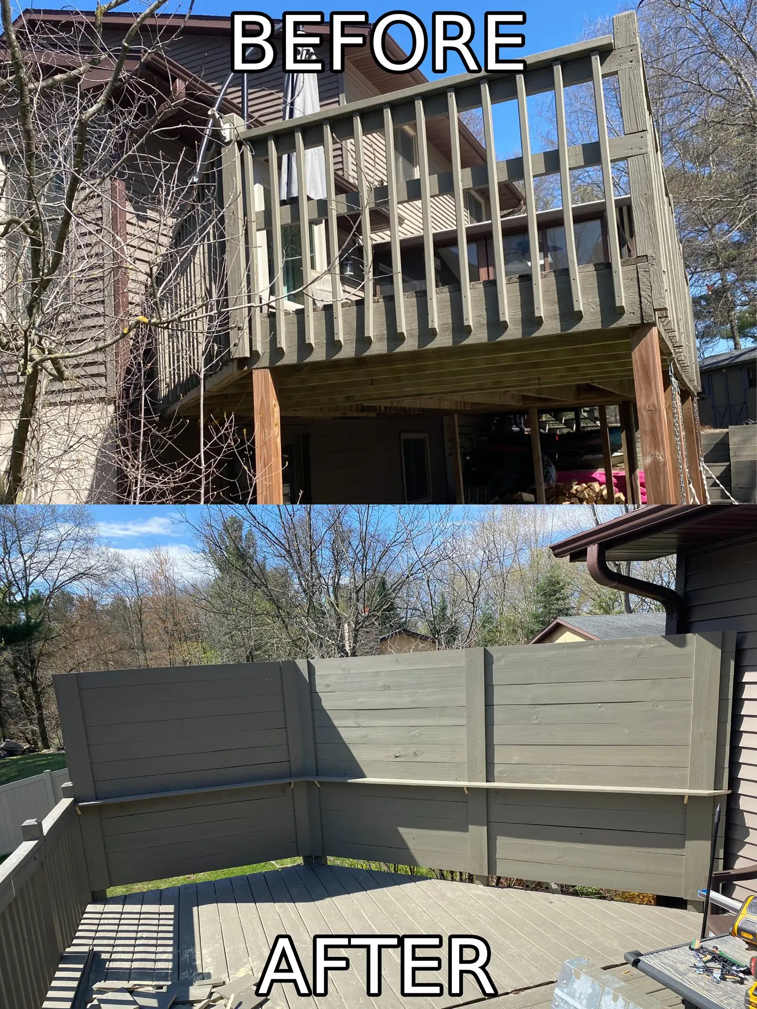 Deck privacy wall remodeling project by Bergeron Builders